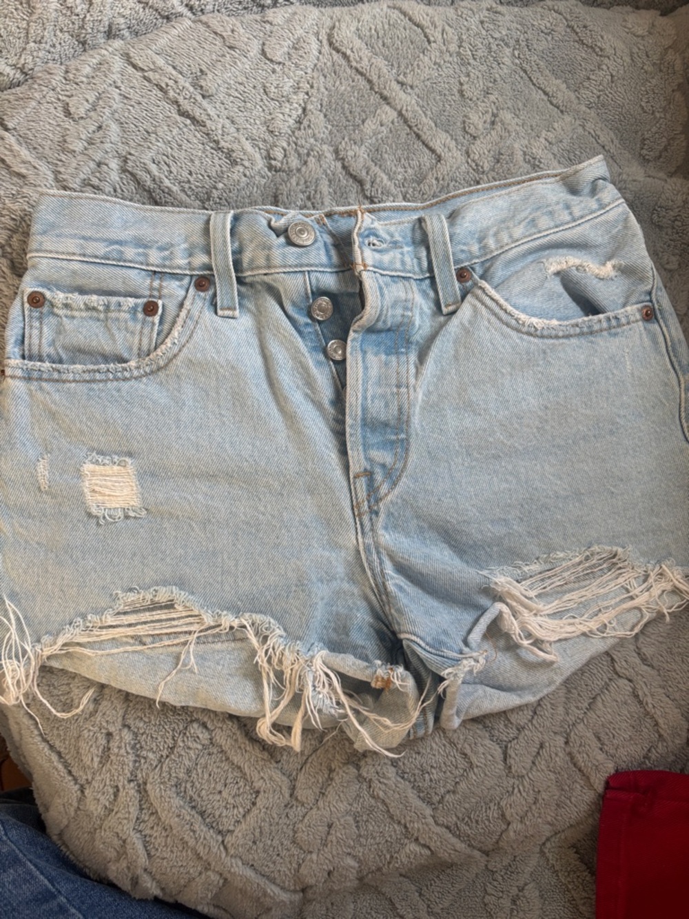 Levi's Light Wash Distressed Denim Cutoff Shorts